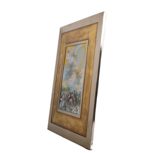 Late 20th Century Framed Signed J. Akston "Moon Madness, 1974" Enamel and Acrylic on Masonite For Sale - Image 5 of 12