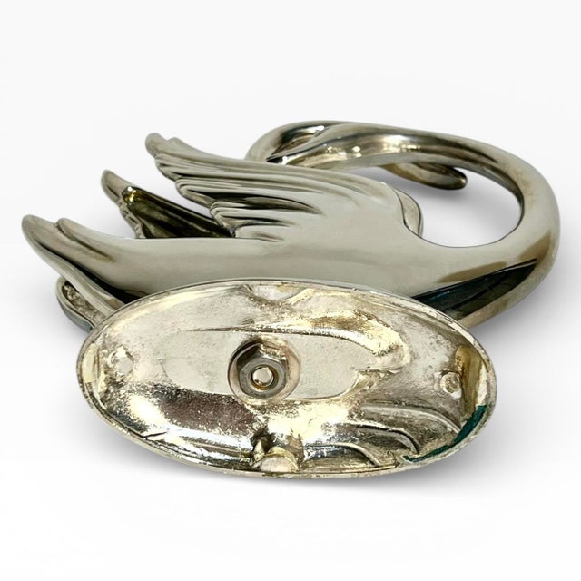 Late 20th Century Vintage French Silver Plate Swan Mail or Napkin Holder For Sale - Image 5 of 12