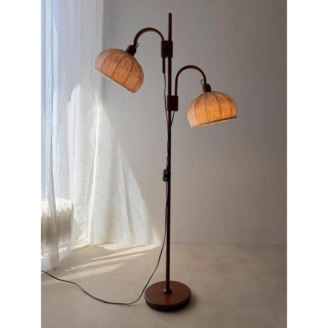 Wood Double Adjustable Floor Lamp in Teak from Domus, 1960s For Sale - Image 7 of 10