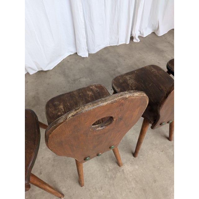 Vintage Brutalist Rustic Farmhouse Dining Chair, 1970s, Set of 4 For Sale - Image 9 of 18