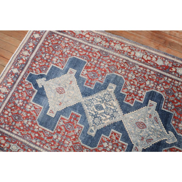 Zabihi Collection Ink Blue Antique Persian Senneh Rug - 3'7" x 4'10" For Sale - Image 9 of 9