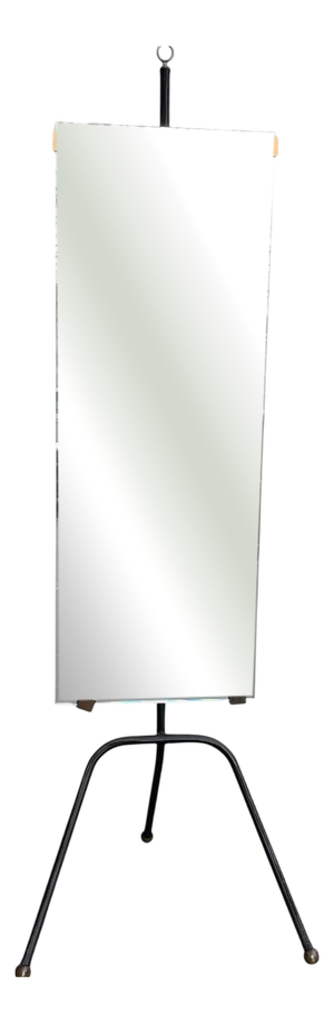 Stitched Leather Dressing Mirror by Jacques Adnet, 1950s