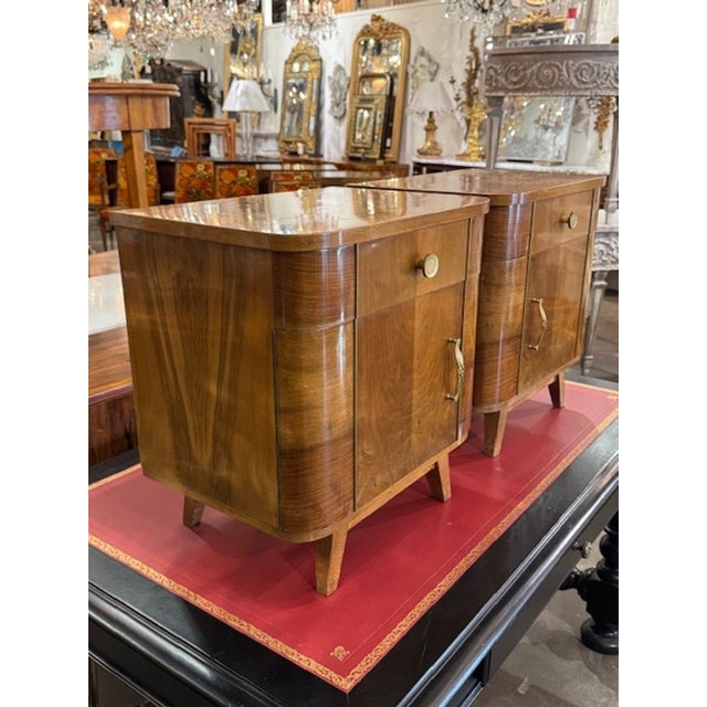 Wood Pair of Italian Art Deco Style Olivewood Side Tables For Sale - Image 7 of 7