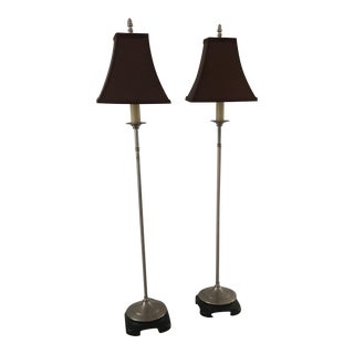 1980's Candlestick Lamps - A Pair For Sale