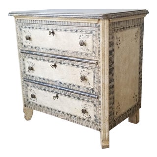Italian Hand Painted Three Drawer Antique Chest, Signed For Sale