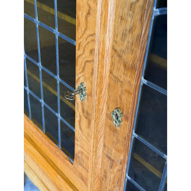 In Style of Henning Kjærnulf Oak Cabinet Storage With 2 Glass Doors and Drawers Denmark Mid-Century Modern 1960s For Sale In Los Angeles - Image 6 of 11