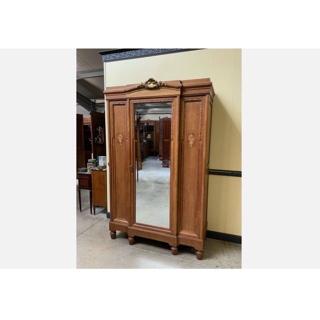 Antique Art Nouveau Bronze Inlaid Wardrobe, 1910 For Sale - Image 9 of 11