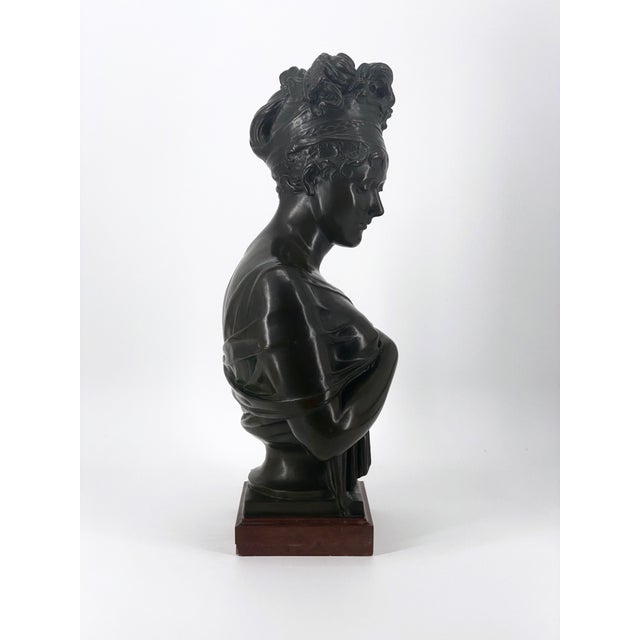 Modern J. Petermann , Bust Madame Récamier, 1800s, Bronze and Marble For Sale - Image 3 of 13