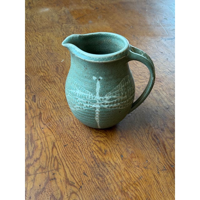Farmhouse Pottery Pitcher With Dragonfly Glaze, Signed & Dated by Artist, Circa 1990s For Sale - Image 3 of 17