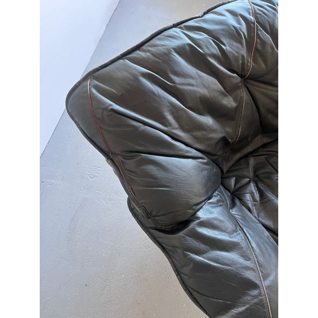 Black Mid-Century Leather Sofa from Ulferts Möbler, Sweden, 1980s For Sale - Image 8 of 12