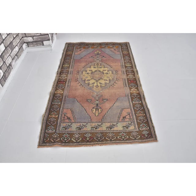Small Bohemian Vintage Area Carpet For Sale - Image 4 of 10