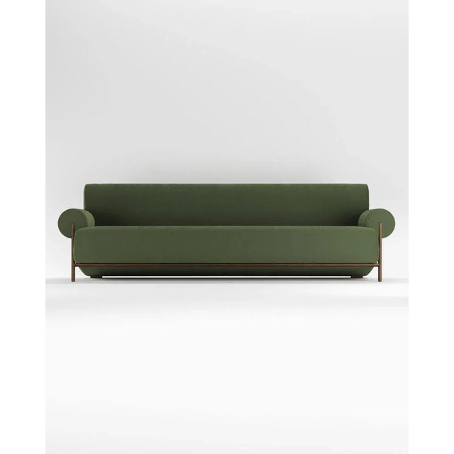Not Yet Made - Made To Order Paloma Sofa in Boucle Green and Smoked Oak by Bernhardt & Vella for Collector For Sale - Image 5 of 5