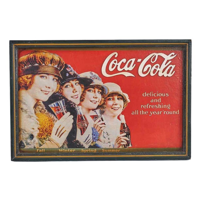Vintage Coca-Cola Wooden Sign with Frame, 1980s, 1970s, Wood For Sale