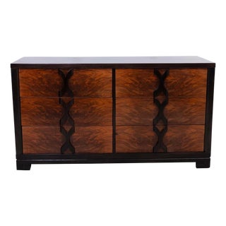 Six-Drawer Walnut and Rosewood Dresser in the Manner of James Mont For Sale