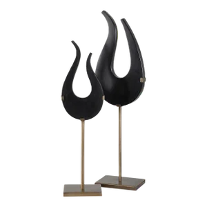Black Flame Sculptures, Set of 2