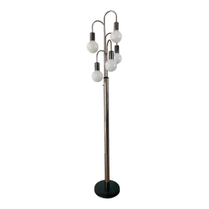 1970s Robert Sonneman Postmodern Waterfall Five-Arm Bronzed Chrome Floor Lamp, Unsigned