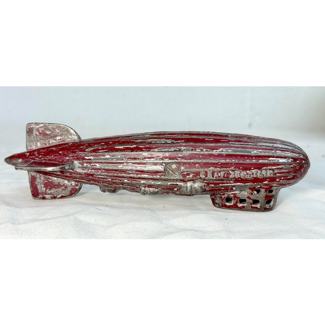 Antique 1920's Original Ac Williams Red Graf Zeppelin Cast Iron Coin Still Bank For Sale - Image 10 of 12