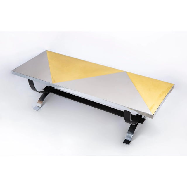 Small Brass and Steel Coffee Table by Sandro Petti, 1970s, in Very Good conditions. Designed 1970 to 1979 This piece is...