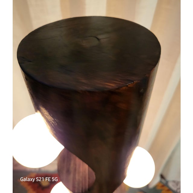 John Keal 1970s Modeline of California Sculptural Carved Walnut Totem Floor Lamp For Sale - Image 4 of 8