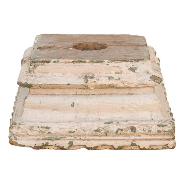 Antique Painted Pastel White Column Base For Sale