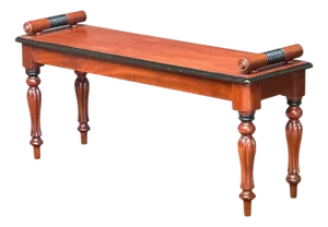Regency Hall Bench or Window Seat of Mahogany From England With Ebonized Accents
