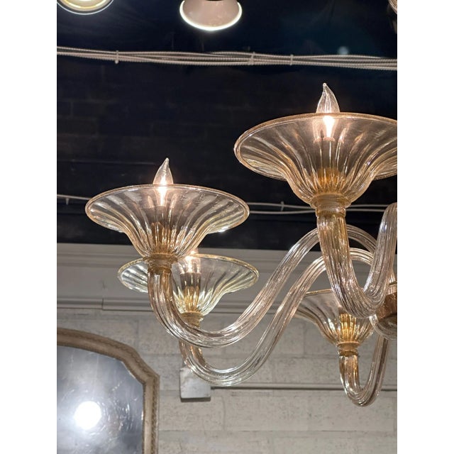 Early 21st Century Modern Gold Glass Murano Chandelier With 8 Arms For Sale - Image 5 of 8
