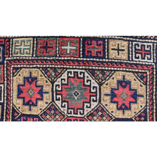 Antique Caucasian Kazak Rug With All-Over Tribal Design 3'8" X5'3" For Sale - Image 4 of 12