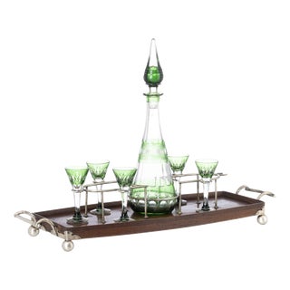 Antique Liquor Bottle with Silver, 1800s, Set of 7 For Sale