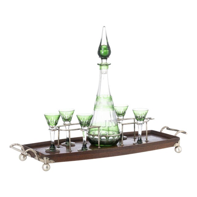 Antique Liquor Bottle with Silver, 1800s, Set of 7 For Sale
