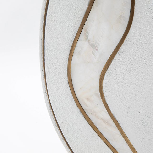 Metal Shagreen Vase With Mother of Pearl and Brass Details by R&y Augousti For Sale - Image 7 of 7