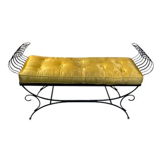 Mid Century Black Wire Bench For Sale