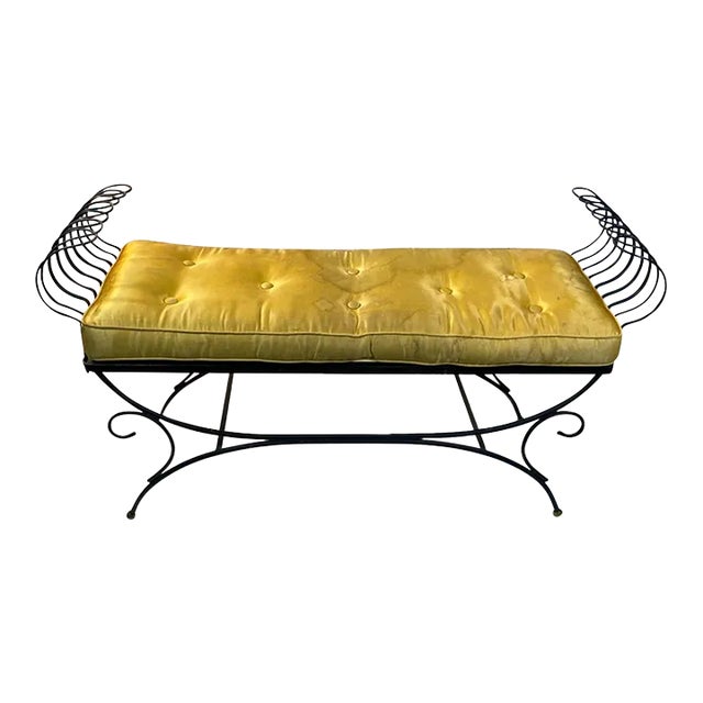 Mid Century Black Wire Bench For Sale