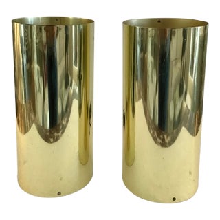 Tall Cylindrical Table Up Lamps Spots in Gold - a Pair For Sale