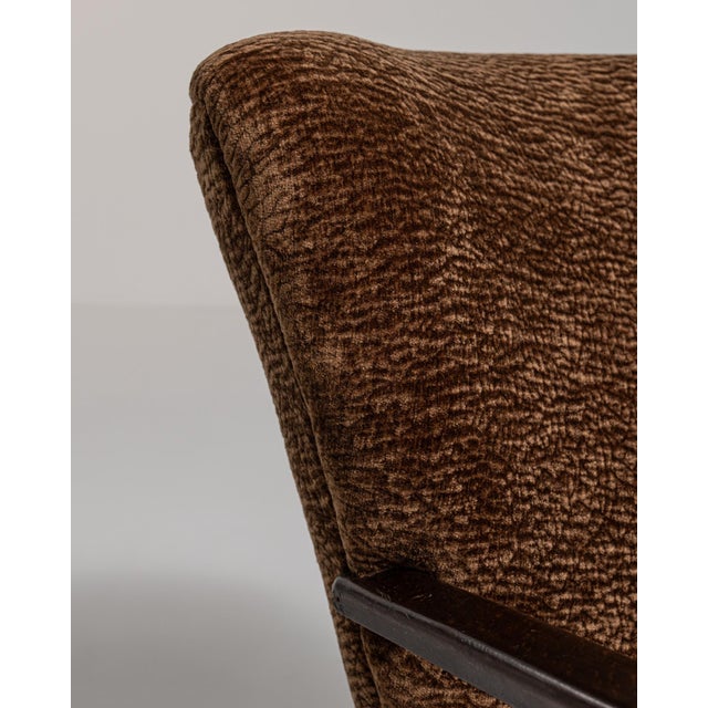 1940s Mid-Century Modern Brown Wood Pair of Club Chairs For Sale - Image 4 of 13