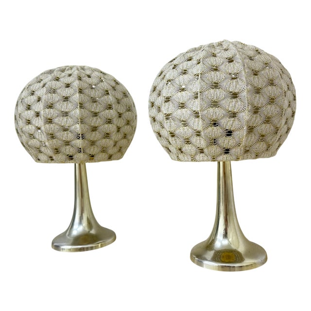 Table Lamps with Fabric Shades from Aro Leuchte, 1970s, Set of 2 For Sale