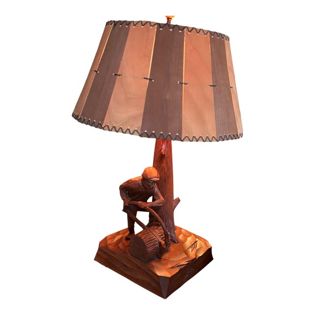Mid 20th Century Paul E. Caron Lamp With Shade For Sale