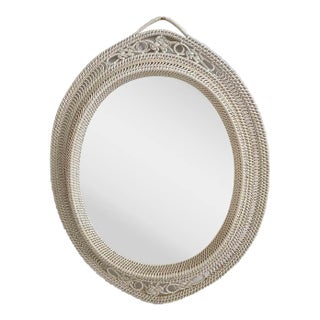 Vintage Wicker Mirror For Sale
