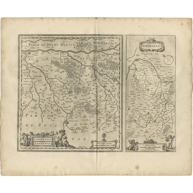 17th Century Antique Map of Loudun and Mirebeau by Janssonius, 1657 For Sale - Image 5 of 5
