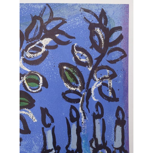 Marc Chagall, Dove and Menorah Candlestick, Original Lithograph For Sale - Image 5 of 6
