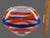 Late 20th Century Stunning Italian Hand-Blown Art Glass Oval Shape Red & Blue Horizontal Bands Vase For Sale - Image 5 of 8