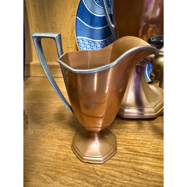 1930s Beautiful Art Deco Copper Percolator, Creamer and Sugar Set For Sale In Portland, OR - Image 6 of 12