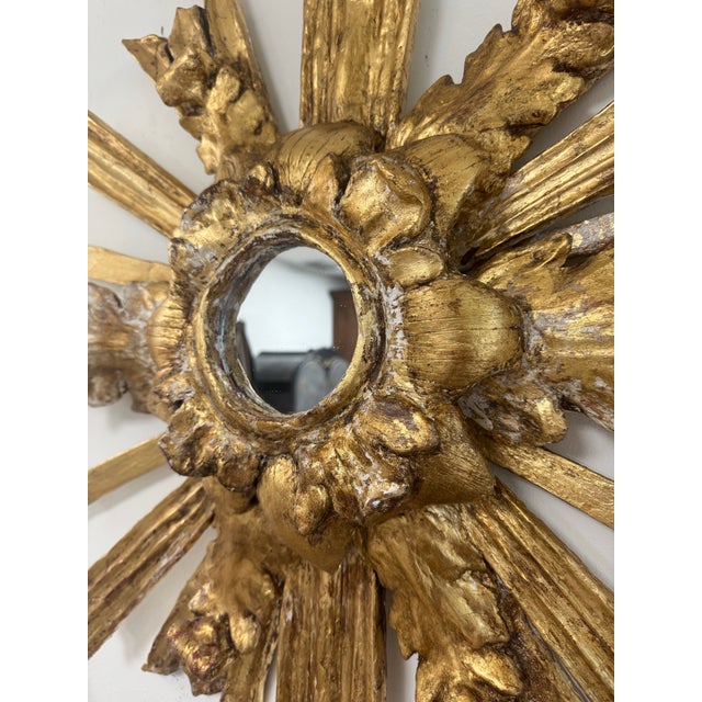 Contemporary Neo Baroque Style Giltwood Sunburst Mirror For Sale In West Palm - Image 6 of 12