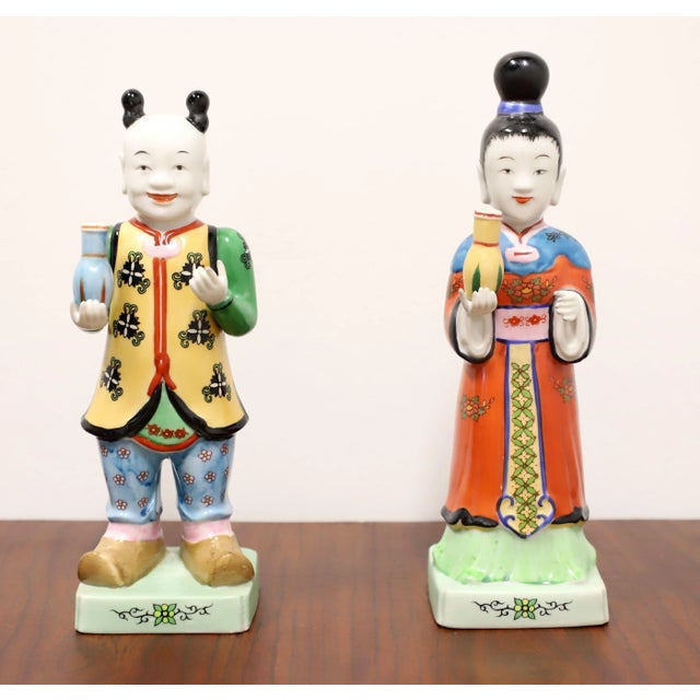 Andrea by Sadek Porcelain Chinese Figurines - Male & Female - Pair For Sale - Image 10 of 10