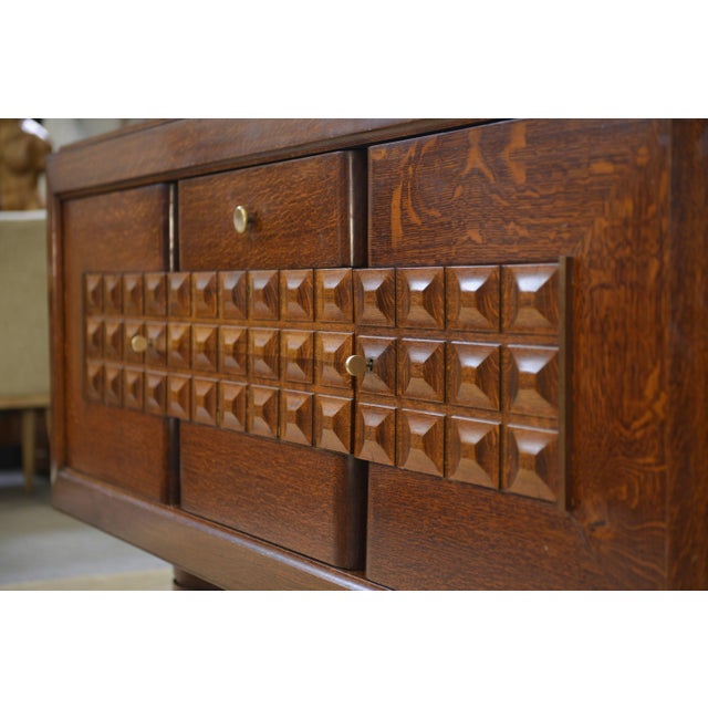 Wood Brutalist Buffet attributed to Charles Dudouyt, 1940s For Sale - Image 7 of 11