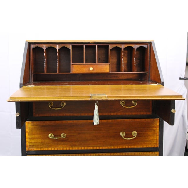 Late 19th Century Antique Victorian Inlaid Slant Top Desk For Sale - Image 10 of 11