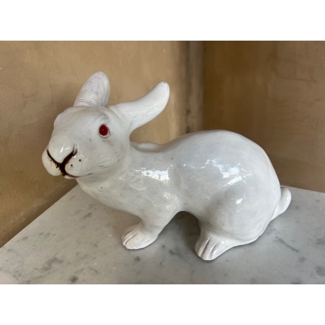 1960s Vintage Hand Painted Terra Cotta Rabbit For Sale - Image 5 of 12