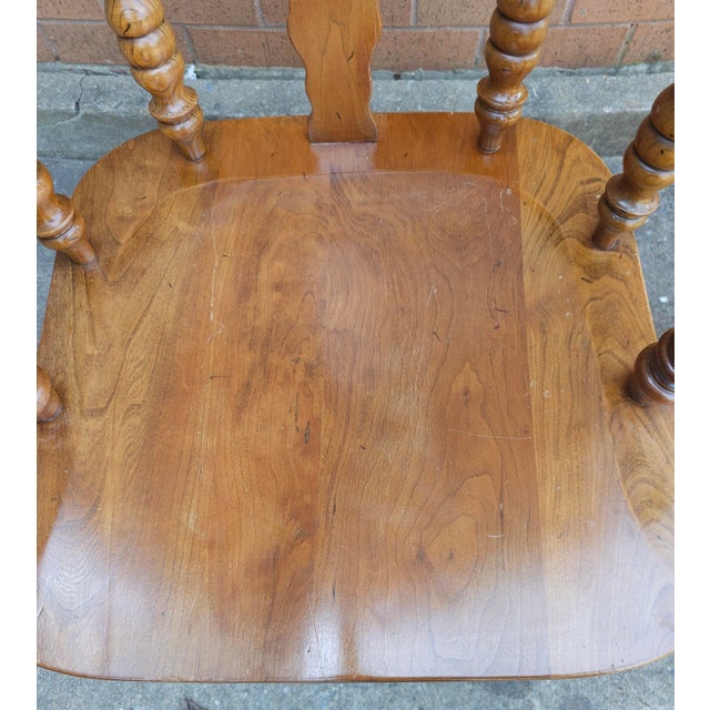 English Pair Stickley Mid-Century Windsor Style Cherry Armchairs For Sale - Image 3 of 11