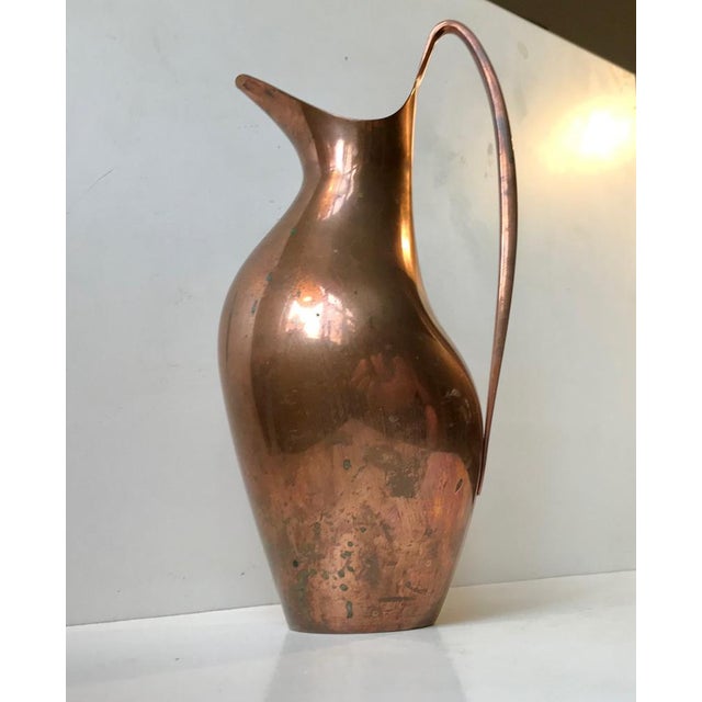 1950s Vintage Copper Masterpiece Pitcher by Henning Koppel for Georg Jensen For Sale - Image 5 of 16