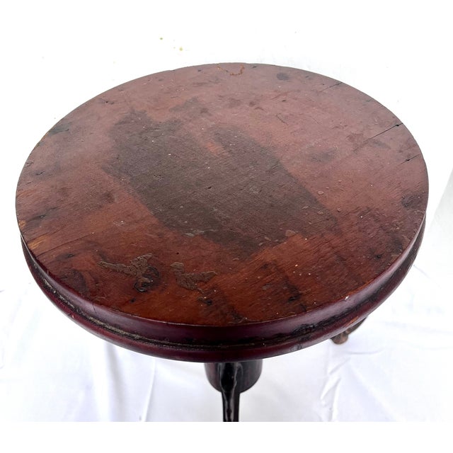 Vintage Piano Stool/Plant Stand With Ornate Iron Tripod Legs For Sale - Image 4 of 11