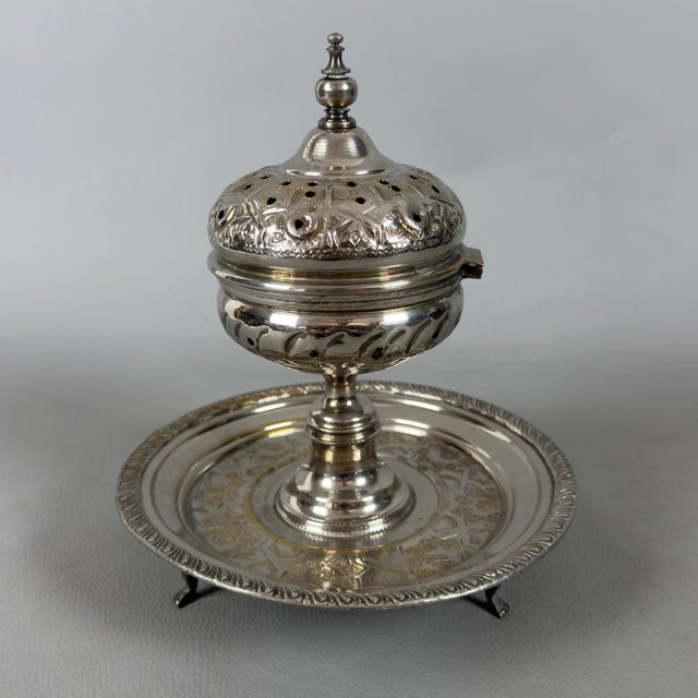 A refined and monumental ceremonial incense burner of Maghrebi art (traditional Mabkhara), a fine example of the renowned...